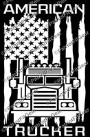 Trucker Life,American Flag,Big Rig,Semi Truck,Semi,Mack,Peterbilt,Vinyl Decal