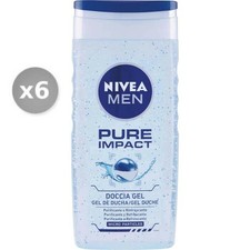 6x NIVEA MEN DOCCIA SHAMPOO PURE IMPACT Docciaschiuma Gel Doccia 250ml