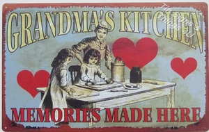 Grandma's Kitchen TIN SIGN heart rustic retro baking metal poster wall art decor - Picture 1 of 2