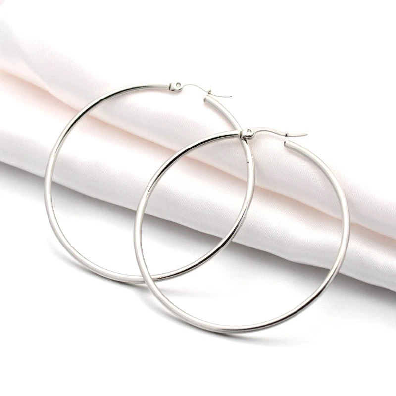 24pcs 304 Stainless Steel Big Hoop Earring Findings Ring Earwire Craft 55x2x53mm Foto 1 de 1