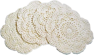 8 Inch Doilies Crochet round Lace Doily Handmade Placemats 100% Cotton Crocheted - Picture 1 of 12