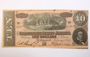 1864 $10 Confederate States of America T-68 - Picture 1 of 2