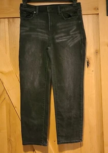 Talbots High Rise Straight Crop Black Jeans Sz 8 EXC Cond Distressed 30x25" - Picture 1 of 14