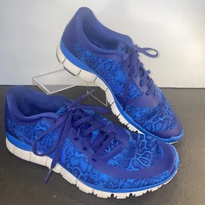 Scarpe da corsa Nike Free 5.0 V4 donna 695168-401 blu royal stampa animalier taglia 10 - Foto 1 di 11