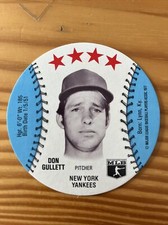 Don Gullett 1977 Dairy Isle Disc- ***Rare*** New York Yankees Baseball Card