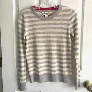 CC California Gray White Striped Cashmere Crewneck Sweater women sz XS - Picture 1 of 8