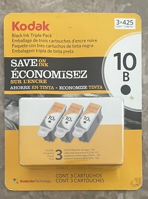 Genuine Kodak 10B Ink Cartridges, Black 3 Pack, Manufactured 2012, Sealed - Image 1 of 4