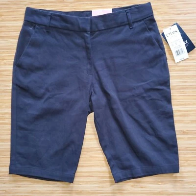 CHAPS Girls Bermuda Shorts Navy Khaki School Uniform Pants Adjustbl Waist 14 NWT - Image 1 of 4