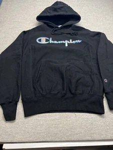 Champion Reverse Weave, Multi-color Embroidery, Heavy Hoodie Size Small Black - Picture 1 of 7