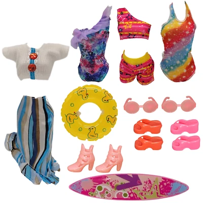 NIMETO Kleidung Zubehör passend für Barbie Puppe Bikini Set Surfer Strand Bademode