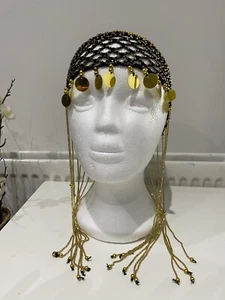 Vintage 1920s Beaded Cap Roaring Beaded Flapper Headpiece Cleopatra Costume 13 - Picture 1 of 7