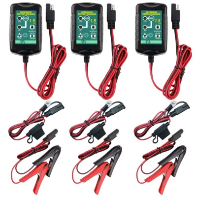 3 Packs Battery Charger Maintainer Trickle 6V 12V 1.5A Car Automatic Motorcycle - Image 1 of 4