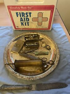 War Collectible memorabilia , syringes Nurses Pocket Watch, First Aid Kit Etc
