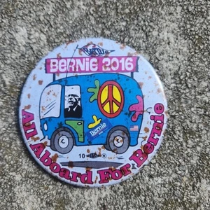 Bernie Sanders 2016 Campaign Pin, All Aboard The Bernie Bus - Picture 1 of 2