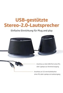 Pc-Lautsprecher Mit Dynamischem Sound, Usb-Betrieb, Schwarz, 2 Stück 1 Paire - Bild 1 von 4