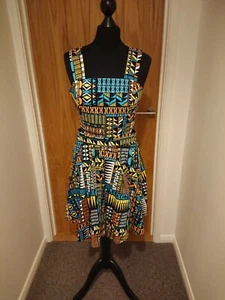 Atmosphere 80s Style brightly coloured cotton blend party cut out Dress Size 12 - Picture 1 of 12