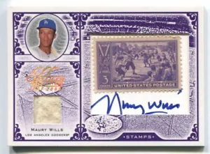 Hoja Century Sello Centenario 2005 Reliquia Automática #27 Maury Wills Dodgers 10/39 - Imagen 1 de 4