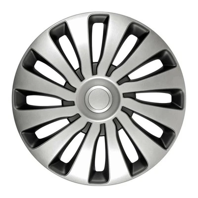 Guarnições de roda 17" para tampas de cubo AUDI A4 Premium preto e prata x4 - Imagem 1 de 4