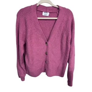 Old Navy rosa Rippstrick Knopf Cardigan Pullover kuschelig minimalistisch Lagenlook Damen L - Bild 1 von 5