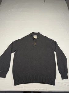 St Johns Bay Mens Gray Cotton Knit Quarter Zip Mock Neck Sweater Size Large - Picture 1 of 6