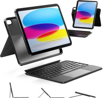 HOU Keyboard Case for iPad A16 11/10, Rotatable & Detachable, Adjustable Stand - Image 1 of 4