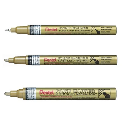 Pentel Metallic Gold Medium, Fine, Extra Fine Point Paint Markers (Pack of 3) - Image 1 of 2
