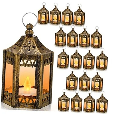  30 Piezas Mini Linterna Decorativa Vintage con Velas LED Boda Dorado Foto 1 de 4