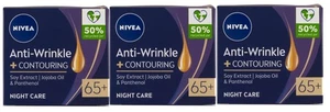 (PACK OF 3) NIVEA ANTI-WRINKLE +CONTOURING NIGHT FACE CREAM 65+ 3X50ML 3X1.7oz - Picture 1 of 1