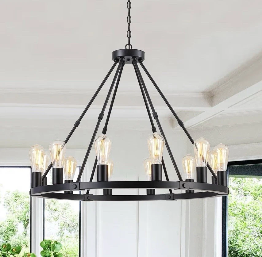 Lámpara 6 Luces Industrial Lámpara Techo 6 Luces Estilo Granja - Níquel ...
