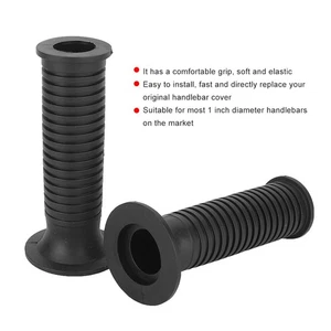 ༝1 Pair 25/28mm 1in Black Motorcycle Handlebar Grip Handle Bar Cover Accessory - Photo 1/9