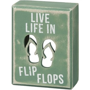 Primitives by Kathy 21005 Beach House Décor Box Sign, 3 x 4-Inches, Flip Flops - Picture 1 of 3