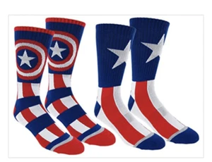 Marvel Mens Captain America Crew Socks 2 Pair Pack Sz 6-12 - Picture 1 of 3