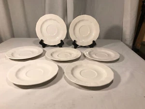 7 Harkerware Heritance White Saucers Multisided Harker Ironstone Bone - Picture 1 of 5