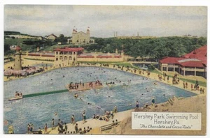 EARLY VIEW OF HERSHEY PARK,SWIMMING POOL~HERSHEY,PA~THE CHOCOLATE & COCOA TOWN - Picture 1 of 2