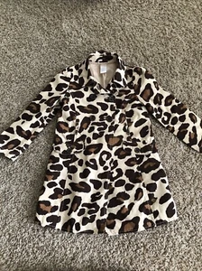 Gymboree Girls' S (5-6) Leopard Print Trench Coat Double Breasted EUC - Picture 1 of 11