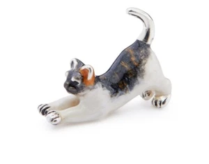 Saturno Silver and Enamel Cat - Fully Hallmarked Sterling Silver - Picture 1 of 2