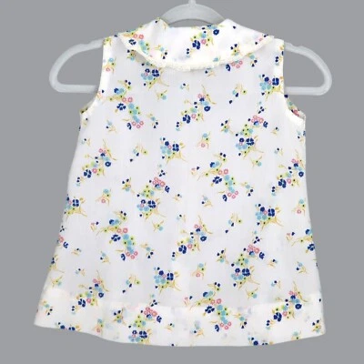 Handmade Floral Top Women XXS White Vintage Retro Classic Cottagecore Grannycore - Image 1 of 4