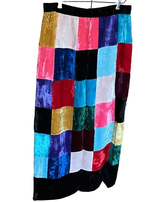 Monirissimo Paris Maxi Skirt Size 14 Patchwork Velvet Colorful Hippie Vintage - Image 1 of 4