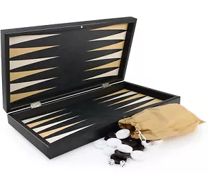Juego De Mesa De Lujo Backgammon Tavla XXL Clásico De Cuero Marrón - Imagen 1 de 5