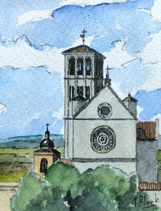 ORIGINAL AQUARELL - Kloster Santa Croce in Assisi. - Bild 1 von 1
