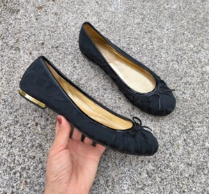Coach Signature schwarz gold Ballerinas Damenschuhe Größe US 7 B - Bild 1 von 12