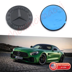 57mm Gloss Black Badge Hood Flat Laurel Wreath Emblem For Mercedes Benz CLS GLK - Bild 1 von 9