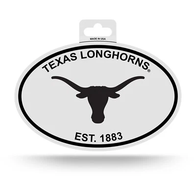 Texas Longhorns Oval Decal Sticker 3x5 Inches NEW Free Ship Black & White - Image 1 of 2