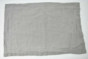 Restoration Hardware Solid Gray Linen Flange Lumbar Pillow Cover Sham 14x22 GUC! - Picture 1 of 7
