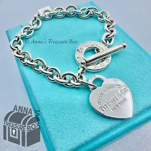 Tiffany & Co. 925 Silver MED RTT Heart Tag Toggle 8.5" Bracelet (pouch) - Picture 1 of 7