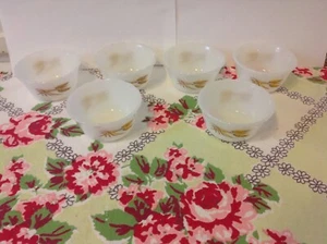 6 Vtg FIRE KING Golden Wheat Milk Glass Custard Cup Bowl Ramekin #424 6 oz USA - Picture 1 of 5