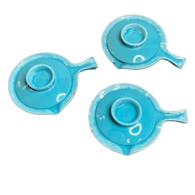 Vintage Hull by Crestone Oven Proof Lidded Casserole dishes x 3 turquoise blue - Image 1 of 4