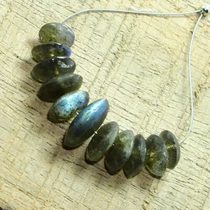 Cuentas de botón lisas de labradorita briolette naturales sueltas para hacer joyas - Imagen 1 de 3