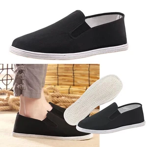 Mens Chinese Kung Fu Shoes Martial Art Ninja Cotton Sole Tai Chi Slip On Slipper - Picture 1 of 7