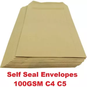 Strong Postal A4 C4 A5 C5 DL Plain (No Window) Self Seal Manilla Brown Envelope  - Picture 1 of 3